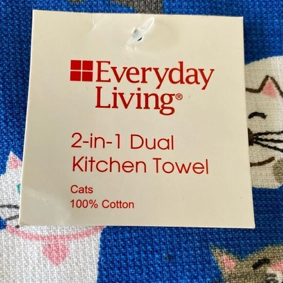 Set of Two Everyday Living Dual Terry Kitchen Towels - Cats and Dogs. NWT - Picture 9 of 11